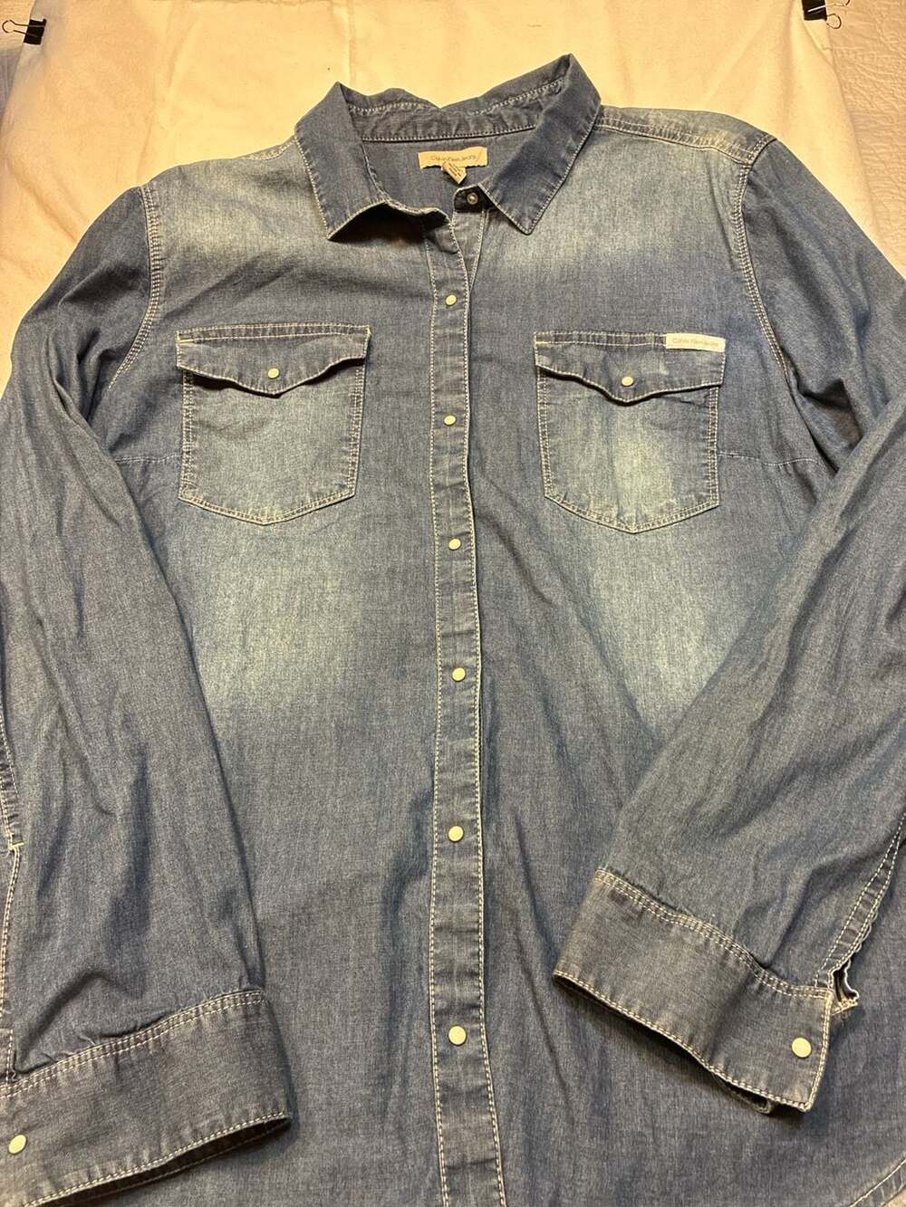 Calvin Klein Jeans Long Sleeve Western Denim Shirt Size XL